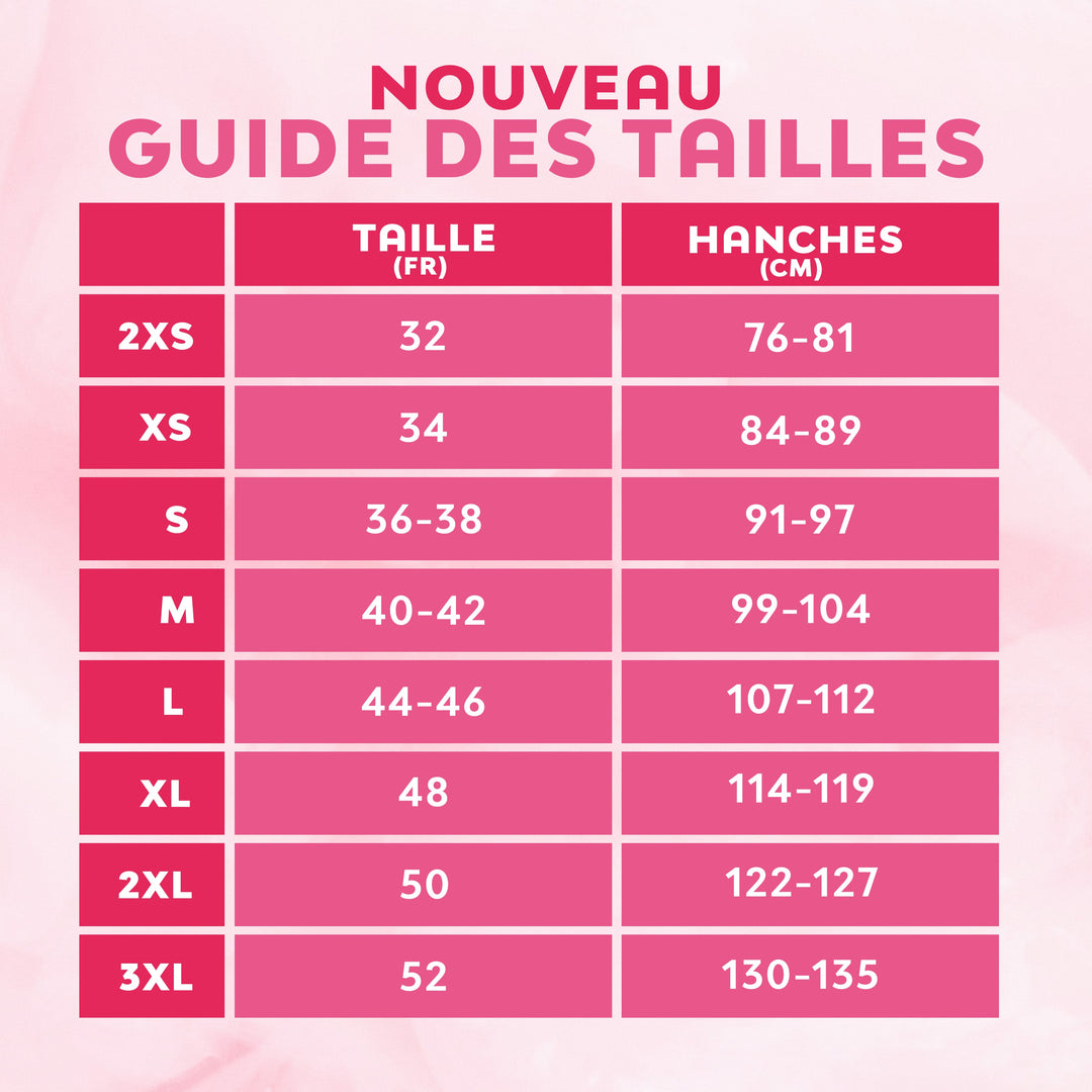 Guide des tailles pour culottes ComfortFit Essentielle Hipster Logo Légers.