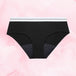 Culotte menstruelle noire Essentielle Hipster Logo Waistband Heavy Lot x3, taille basse, pour flux abondant, avec ceinture motifs V, offrant protection jusqu&