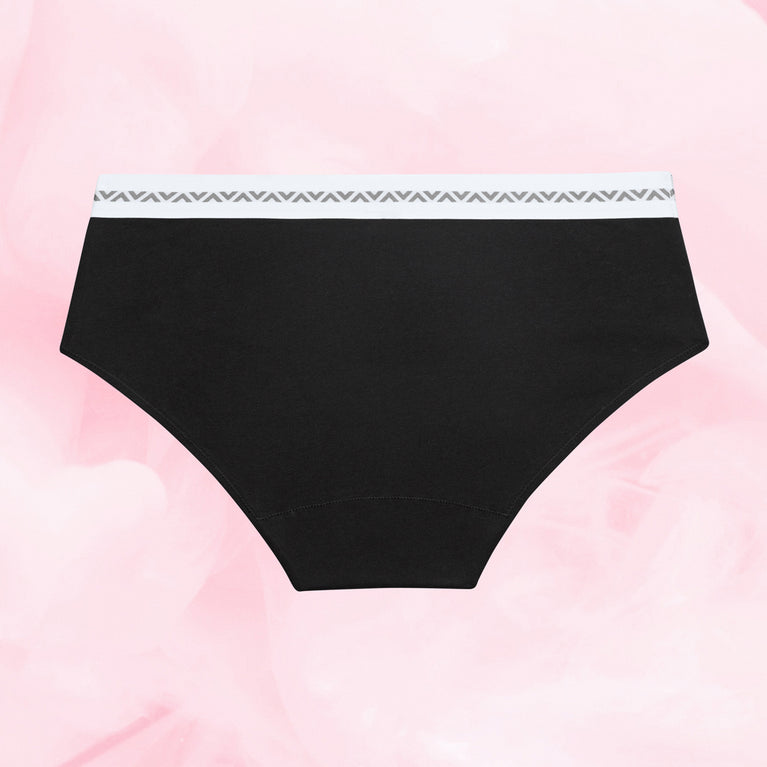 Culotte menstruelle ComfortFit Essentielle Hipster Logo Light, design hipster, gousset ajusté, protection discrète et fiable, logo visible, idéale pour flux léger.