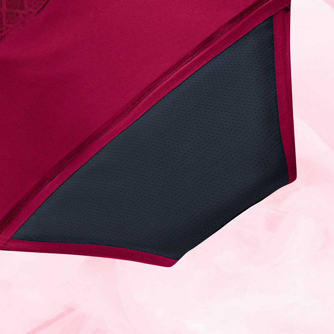 Culotte menstruelle Hipster Full Lace Heavy, offrant protection jusqu'à 12 heures, avec ceinture en dentelle, conçue pour flux abondant.