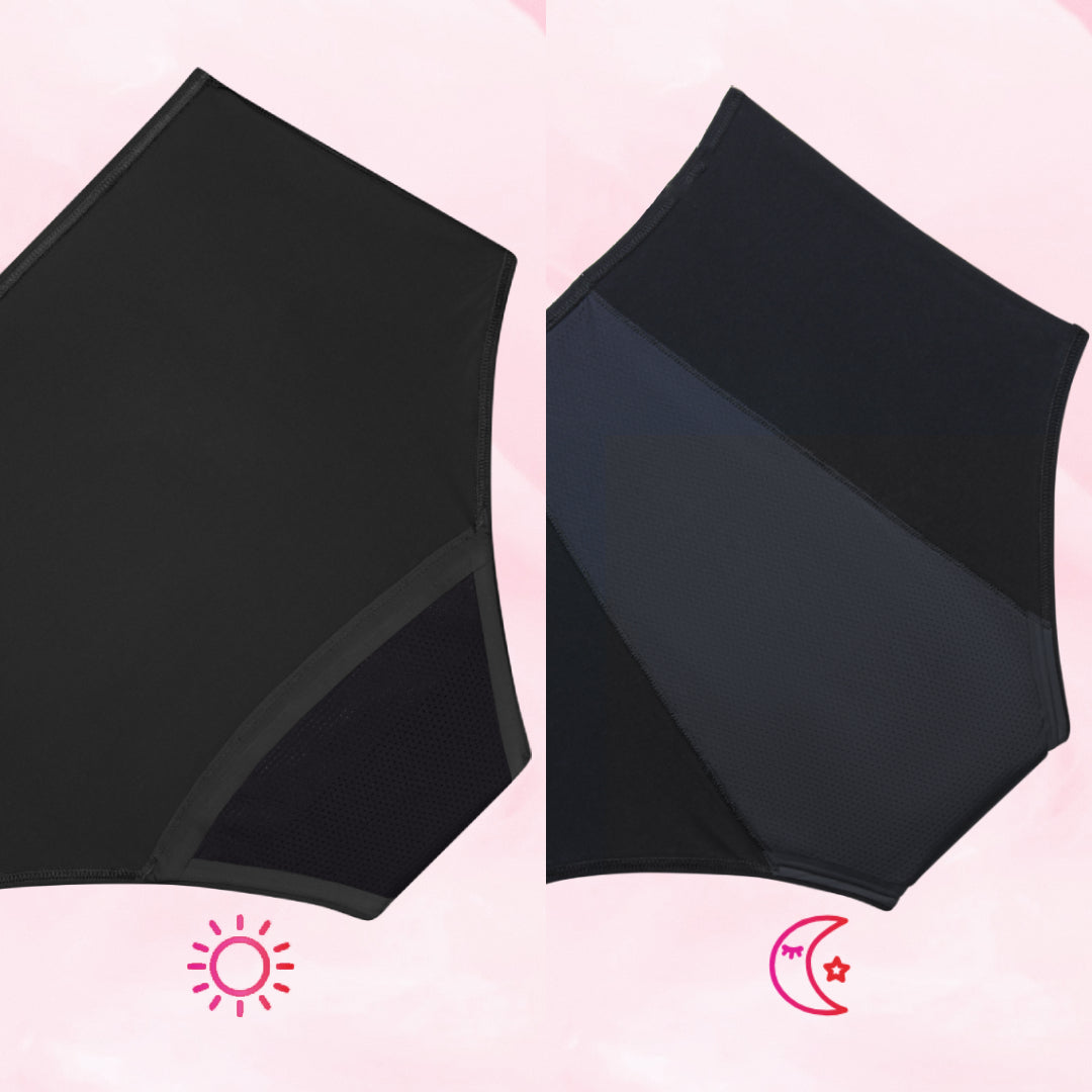 Pack High Waist Jour & Nuit, culottes menstruelles taille haute.