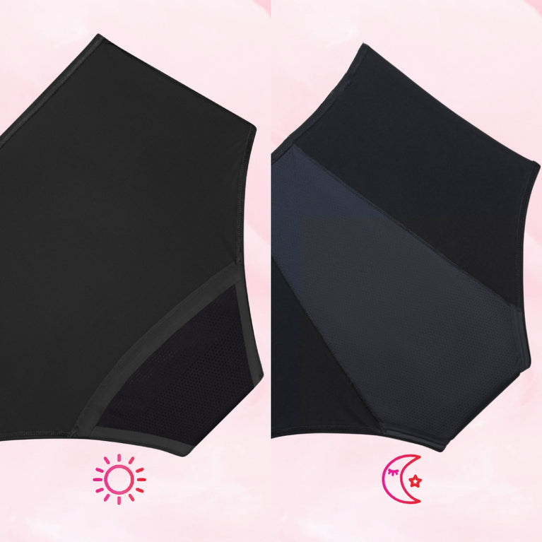 Pack High Waist Jour & Nuit, culottes menstruelles taille haute.