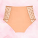 Culotte menstruelle beige à pois, modèle High Waist Dots Heavy, avec détails en dentelle, absorbante et respectueuse de l&