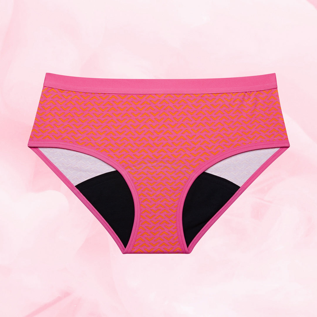 Culottes menstruelles Ados - Hipster Print Lot x3 Moderate, taille basse avec imprimé, pour flux modéré, confortables et lavables, absorbent parfaitement le sang.