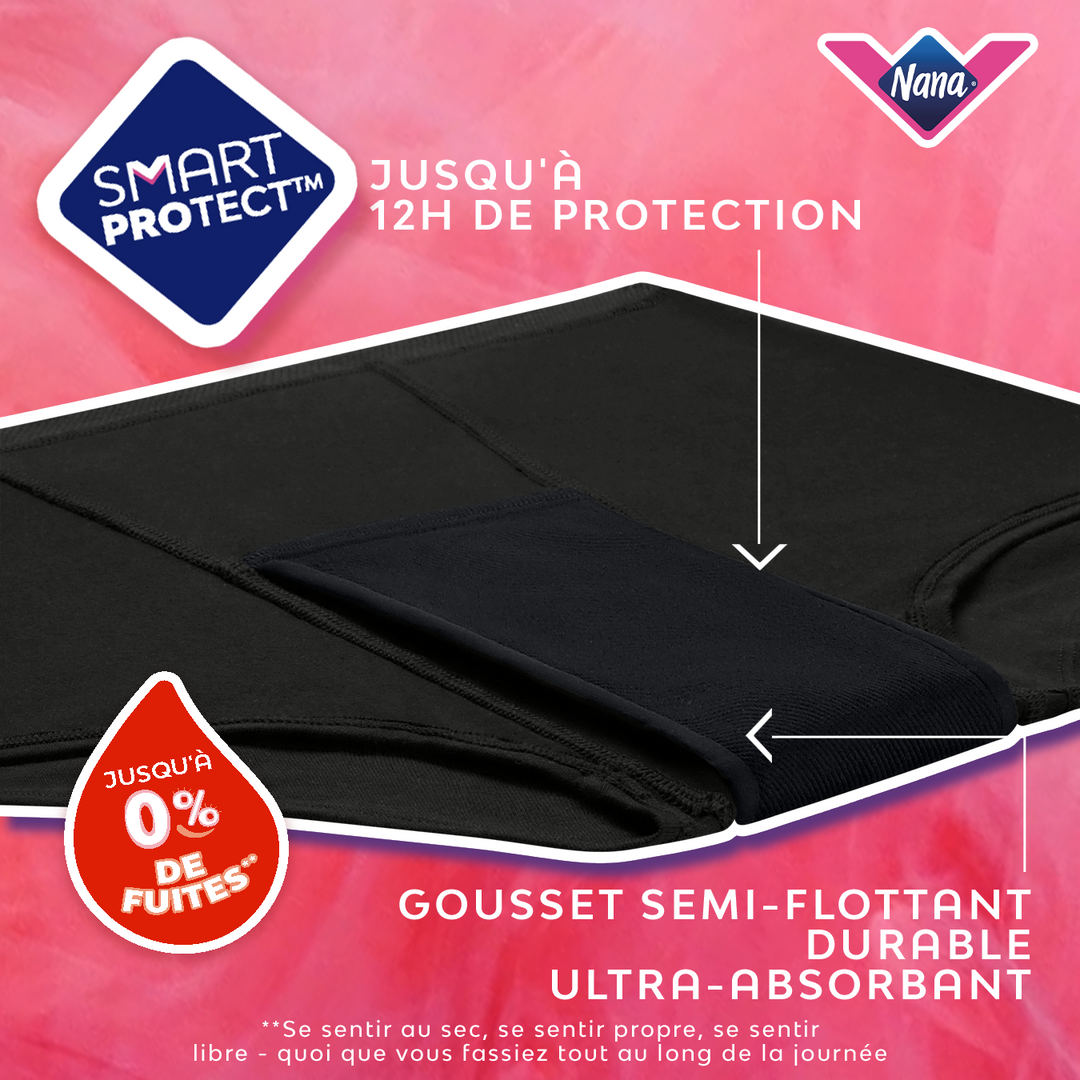 Ados - Boxer flux abondant avec gousset ultra-absorbant et protection 12h.