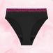 Culottes menstruelles ComfortFit High Leg Abondants, taille mi-haute, bande magenta.