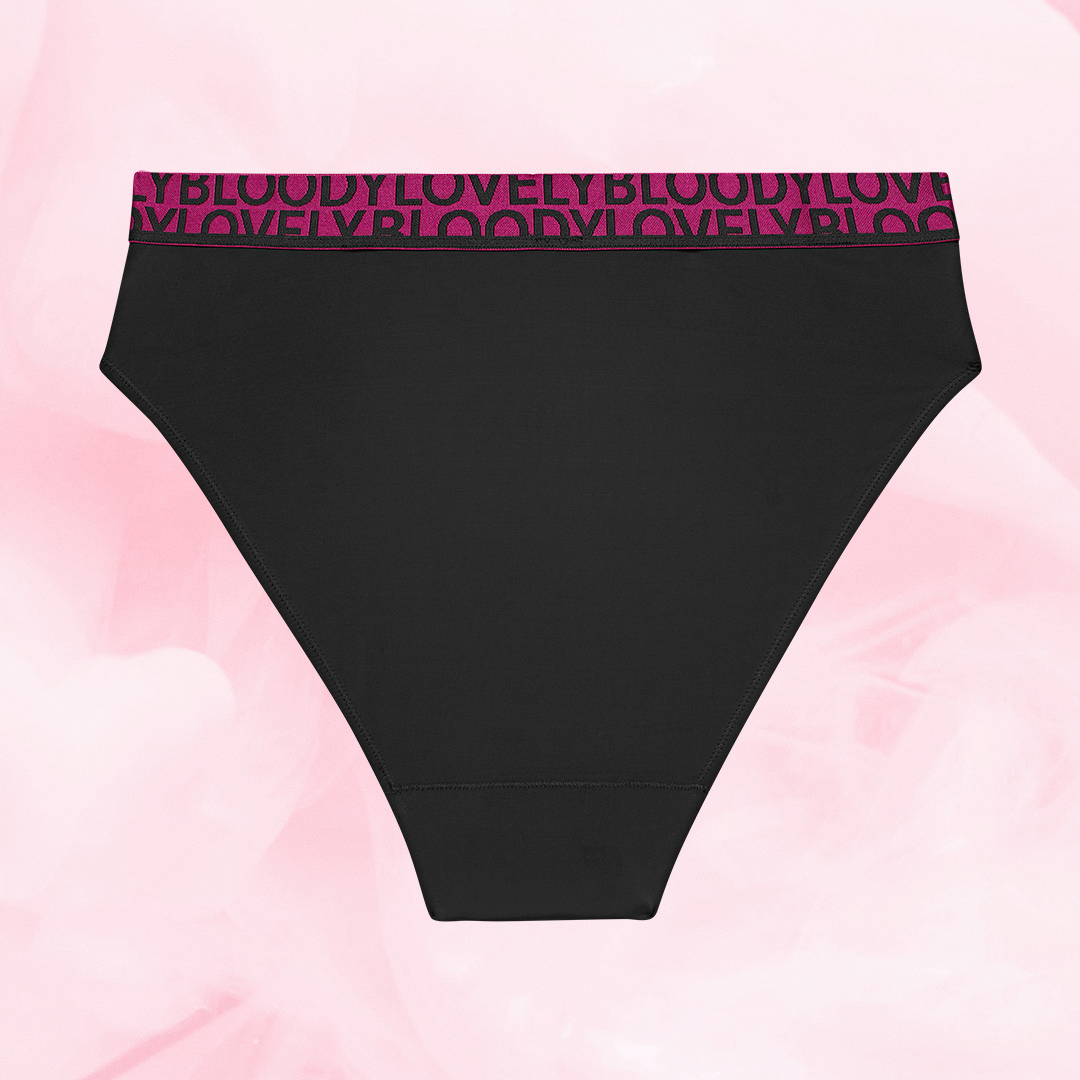 Culotte menstruelle ComfortFit High Leg Modéré avec texte BLOODY LOVELY.