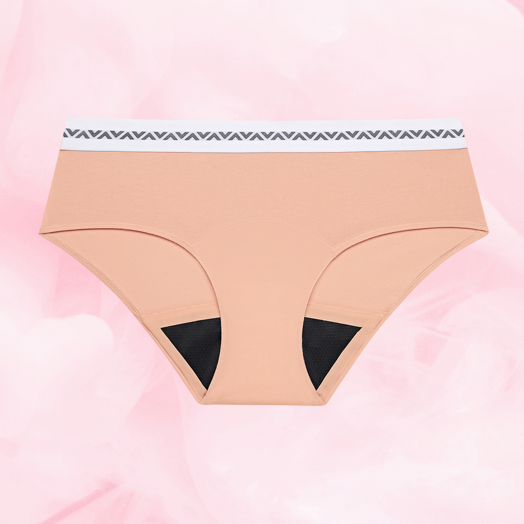 Culotte menstruelle ComfortFit Essentielle Hipster Logo, Abondant, offrant protection fiable. Conception ajustée ComfortFit, bordures fines, pour flux léger, en coton organique et polyamide recyclé.