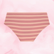 Culotte menstruelle ComfortFit Essentielle Hipster Light, rayée, gros plan, avec gousset ajusté, offrant protection discrète et fiable pour flux léger.