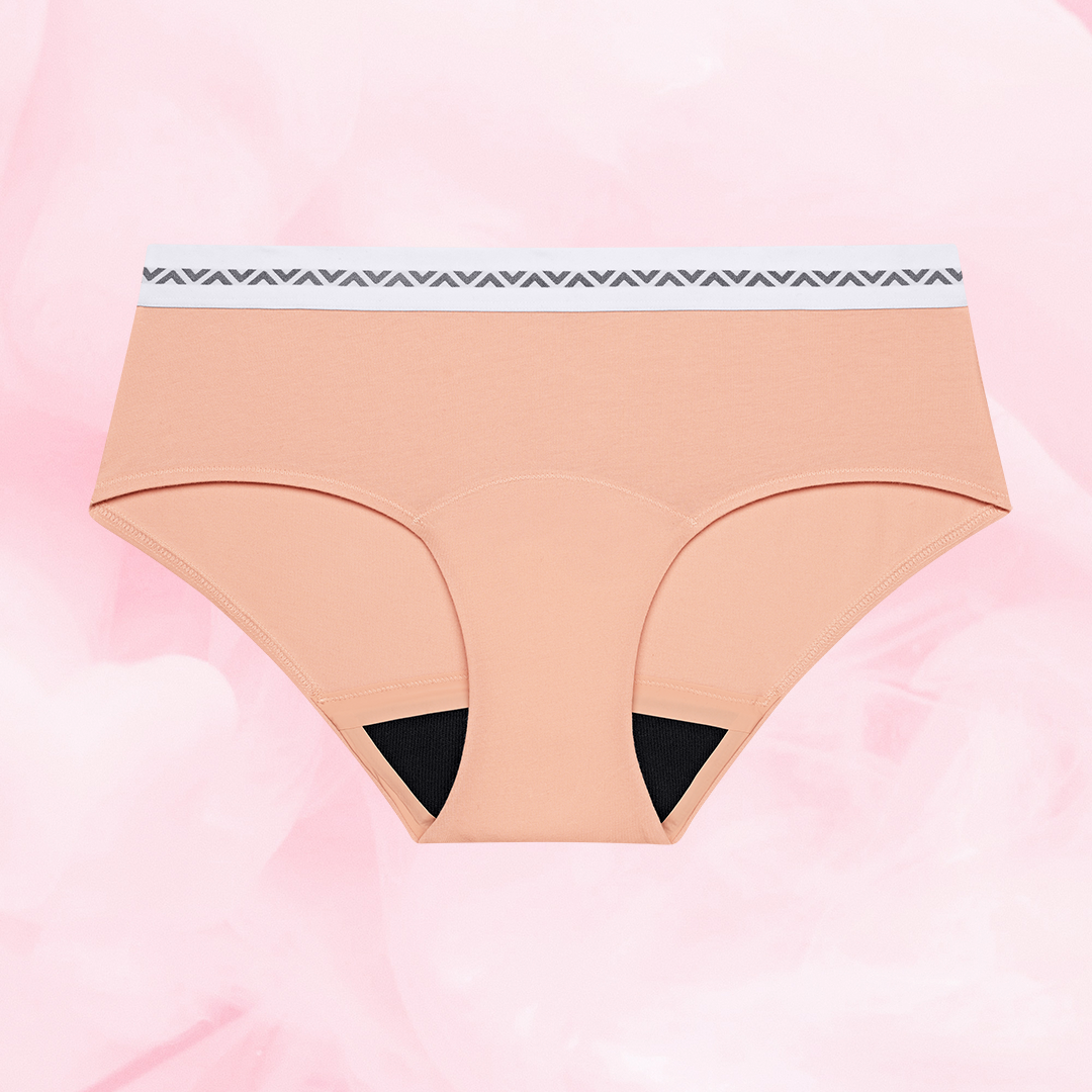 Culotte menstruelle ComfortFit Essentielle Hipster Logo Moderate, offrant une protection discrète et fiable, avec taille ajustée et bords fins pour un confort optimal.