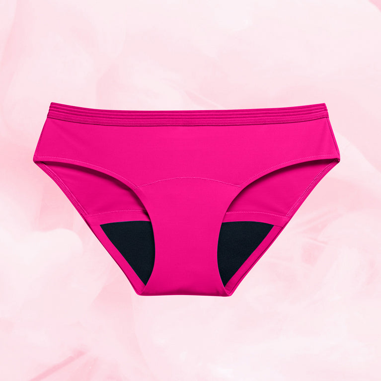 Culotte menstruelle Bikini Basic Moderate, coupe bikini, ultra-absorbante et confortable, conçue pour flux modérés, lavable et réutilisable, avec taille élastique.