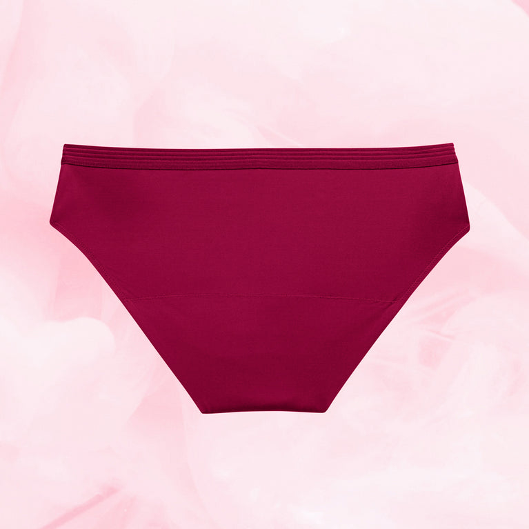 Culotte menstruelle Bikini Basic Moderate, ultra-absorbante, coupe confortable avec taille élastique. Conçue pour flux modérés, lavable et réutilisable.