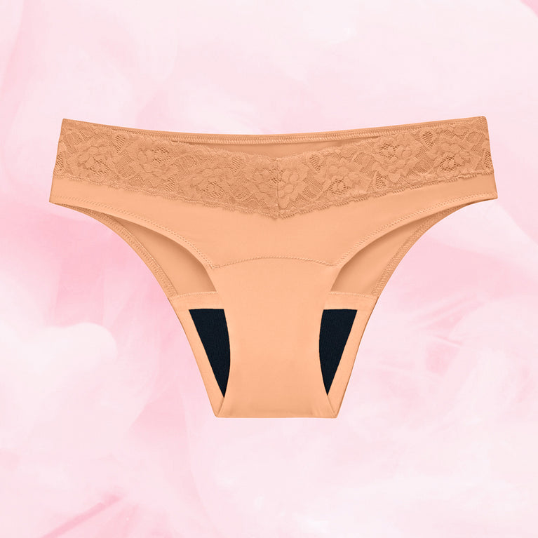 Gros plan sur le Pack Brazilian Vibe, comprenant des culottes menstruelles Brazilian pour un confort quotidien, disponibles en versions légères et modérées.